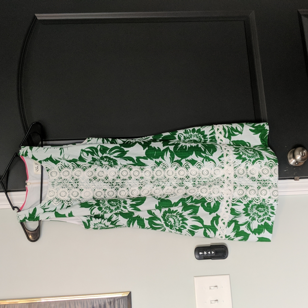 Eliza J. Green and Off-White Floral Print Dress